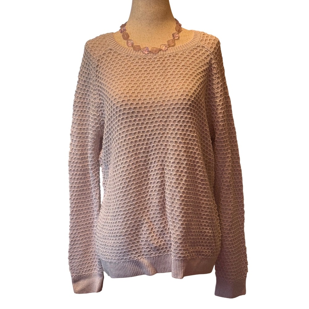 LOFT Petites Champagne Linen Blend Open Knit Pullover Sweater XLP 333097